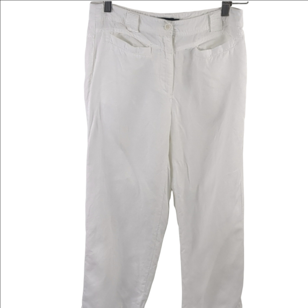 Eric Alexandre White Linen Blend Crop Pants Size 36